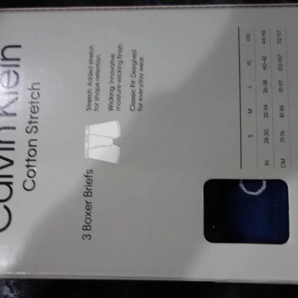 Calvin Klein Cotton Stretch Wicking technology Classic Fit L 3 Boxer Briefs New